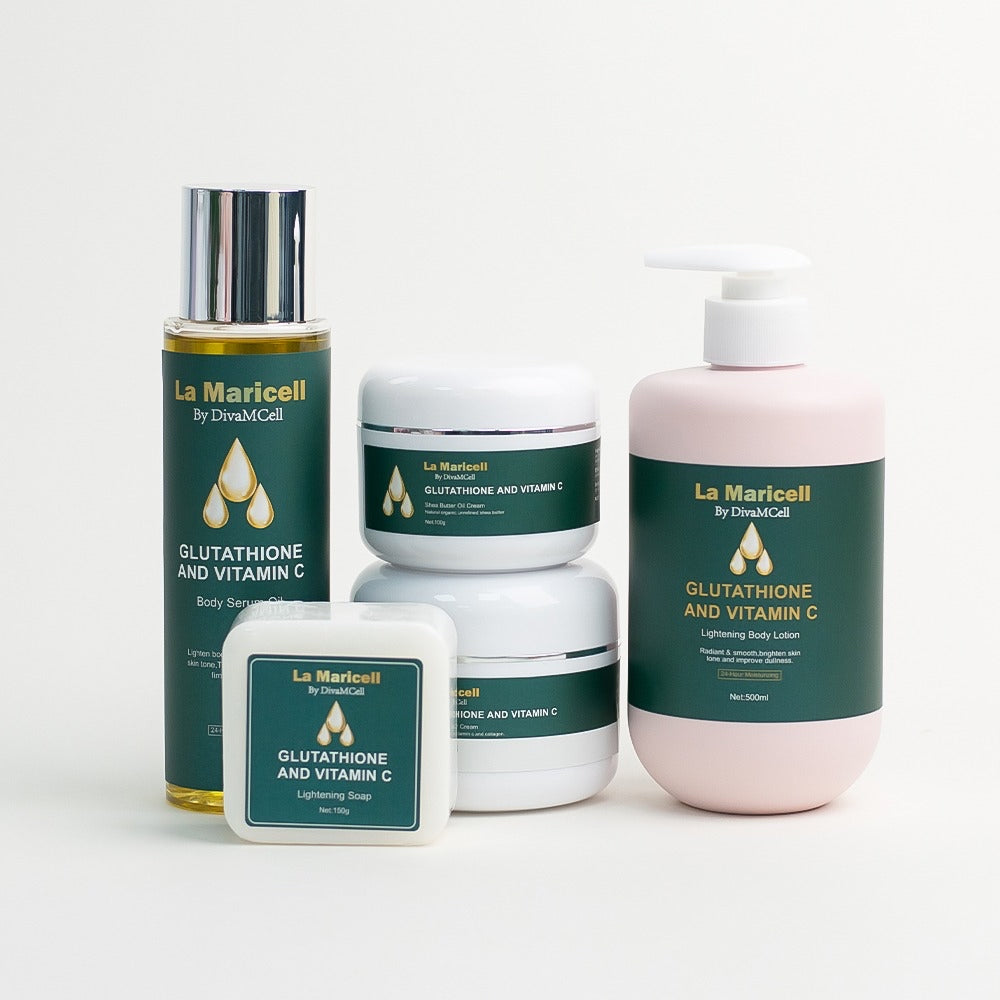 La Maricell vitamin C and glutathione skincare products for daily body care.