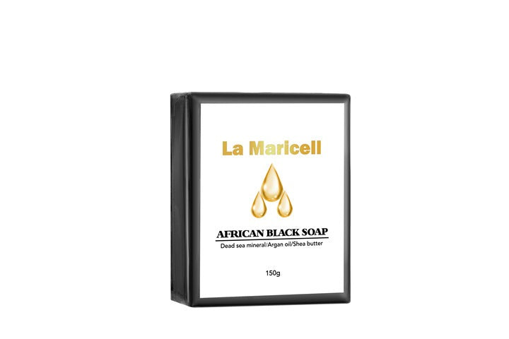 African black soap by La Maricell made with natural ingredients.