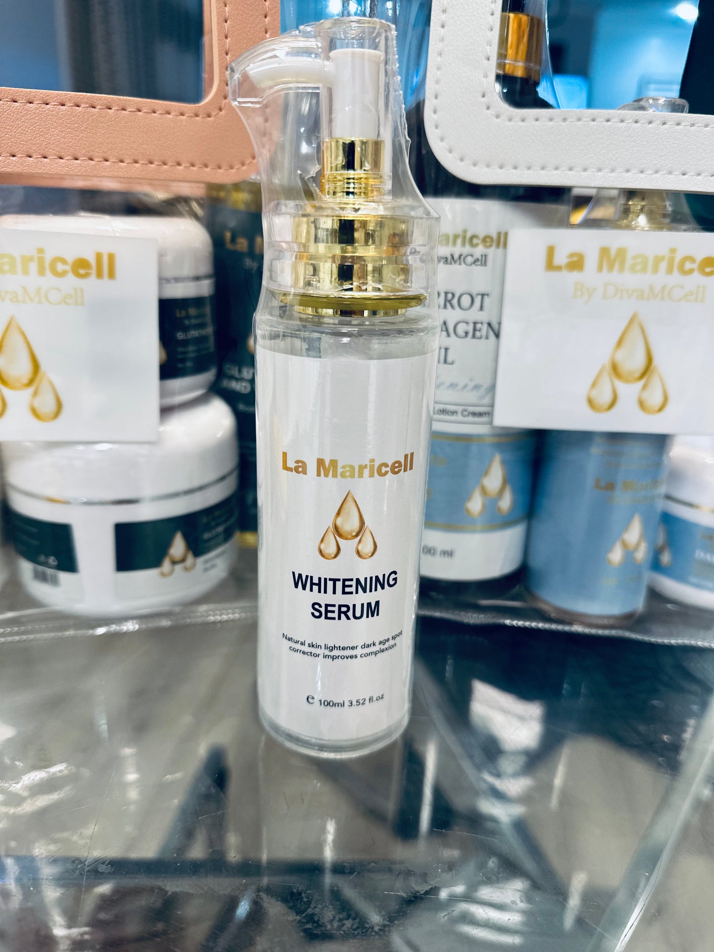 Skin brightening results from La Maricell whitening body serum.