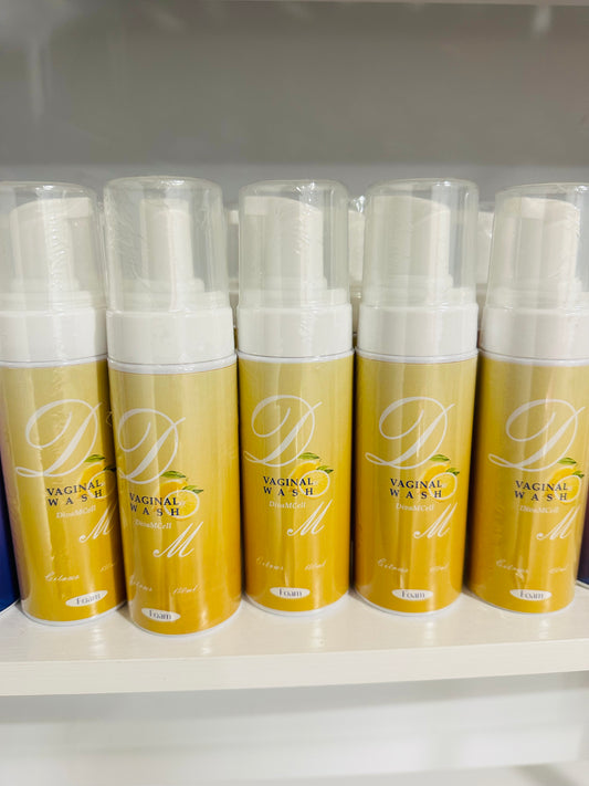 La Maricell feminine wash foam citrus variant arranged neatly.