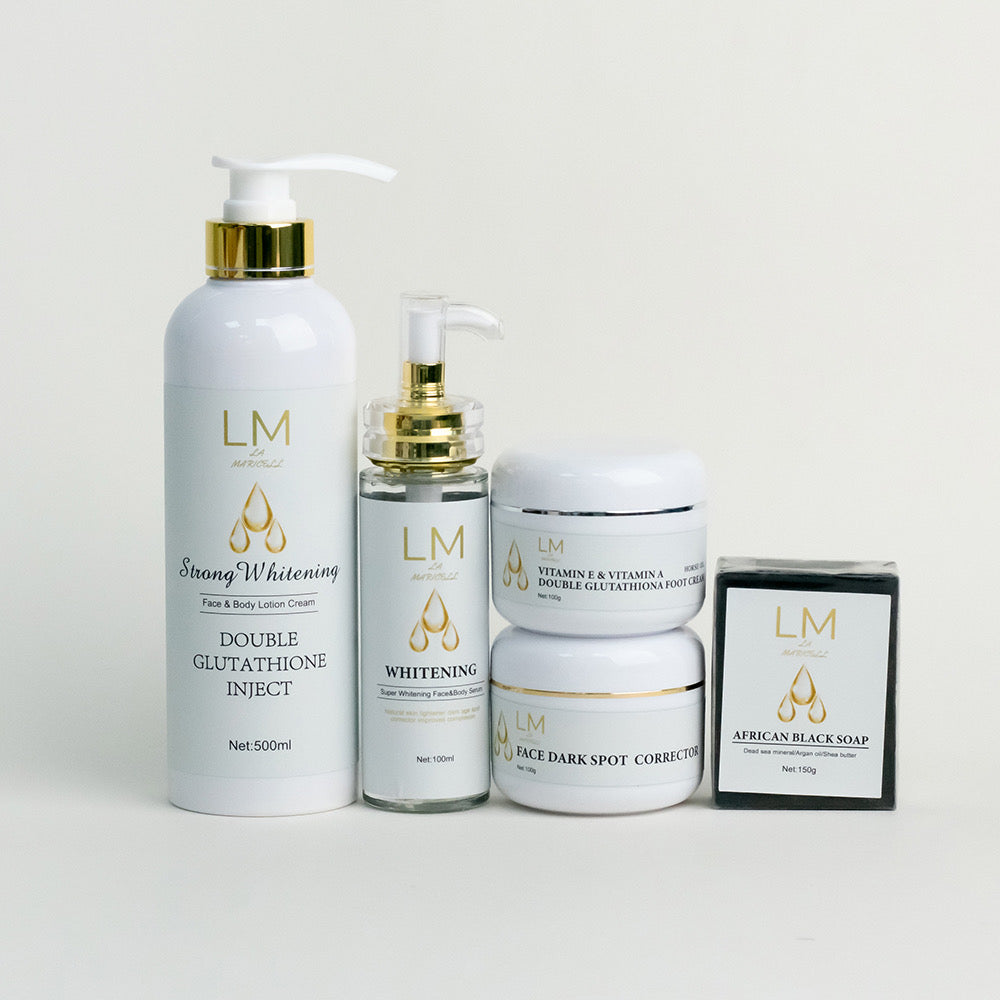 Complete La Maricell face and body skincare collection on a white background.
