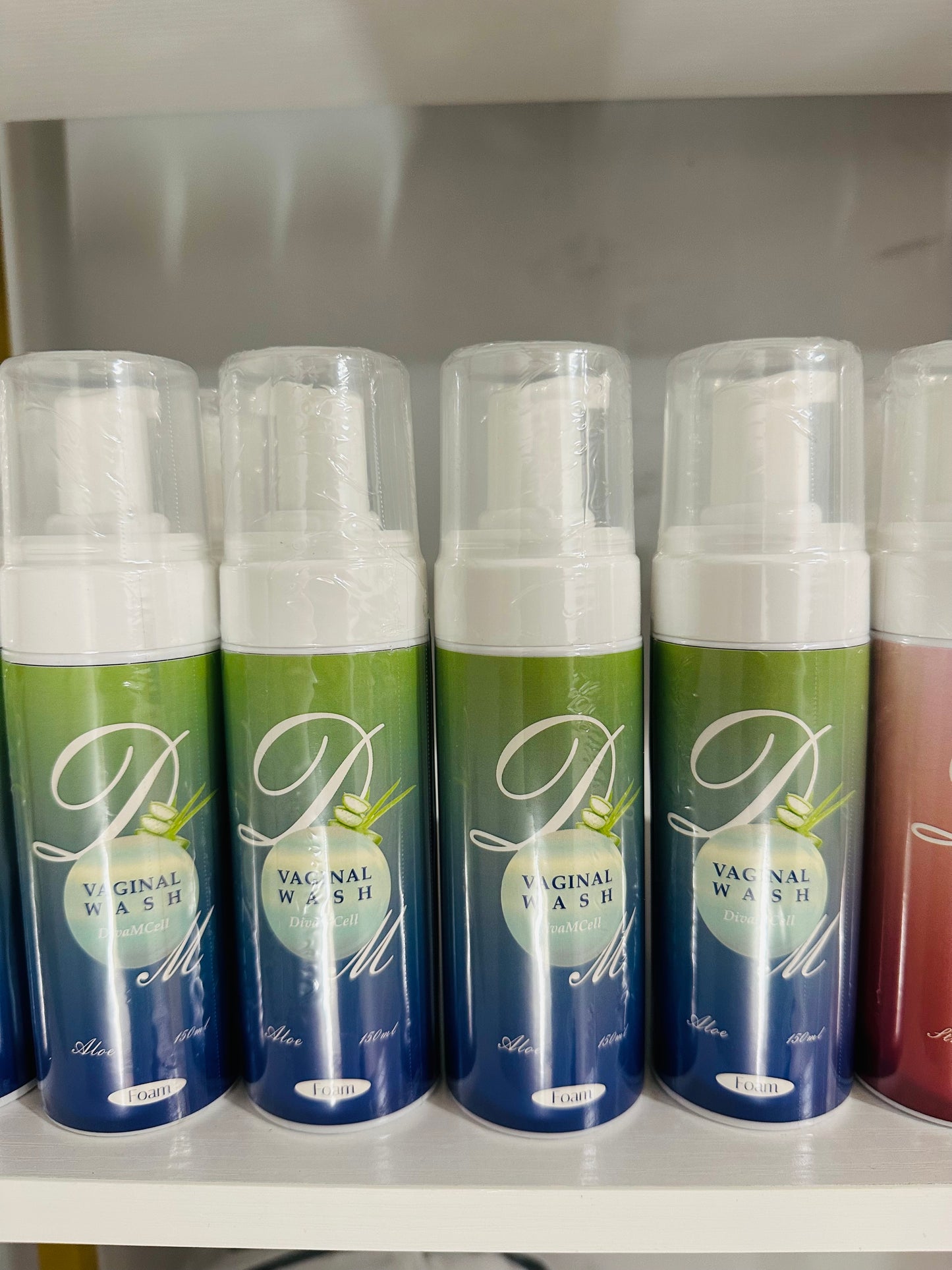 La Maricell vaginal wash foam displayed on a store shelf.